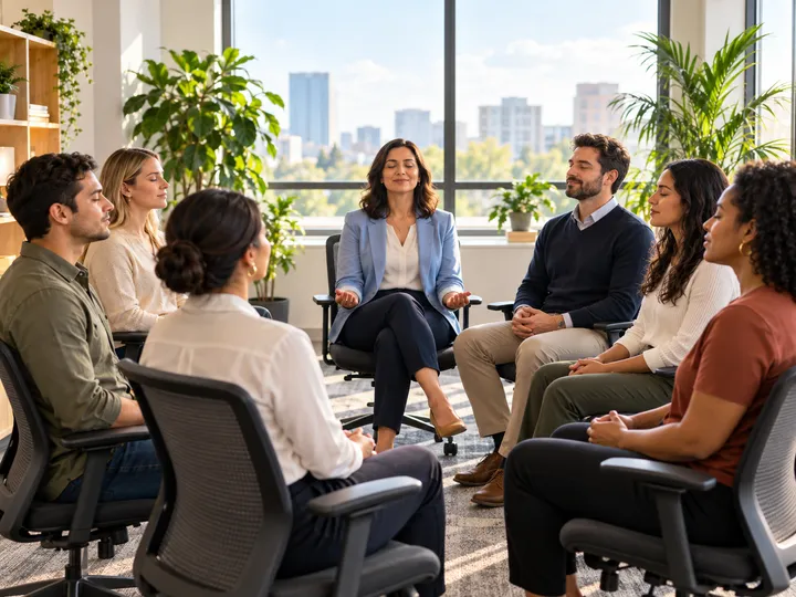 Sesión de mindfulness y manejo del estrés con colaboradores
